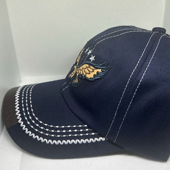 🦅 Navy Blue Baseball Cap – Eagle Embroidery with Stars & Contrast Stitching 🦅 - Picture 2 of 4